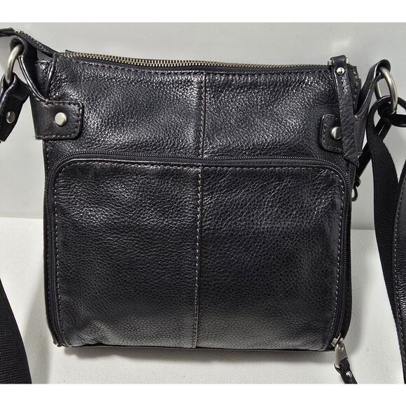 Fossil Milo Crossbody Bag Long Live Vintage Black Pebble Leather w/Organizer - Picture 3 of 12